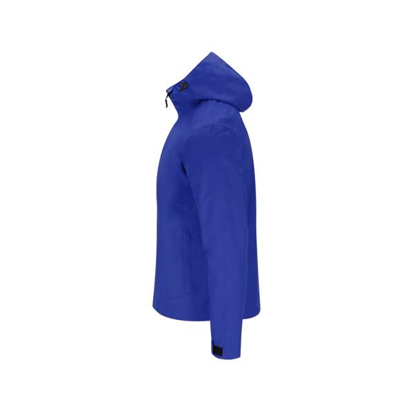 Parka Unisex con capucha, resistente al agua y cortavientos. Interior de malla gris oscuro, con capucha ajustable de cordón negro y ojales metálicos a tono. Cremallera frontal invertida en color negro, con tirador a juego. Dos bolsillos laterales con cremallera negra, tiradores a juego y un bolsillo interior. Puños ajustables con velcro negro.