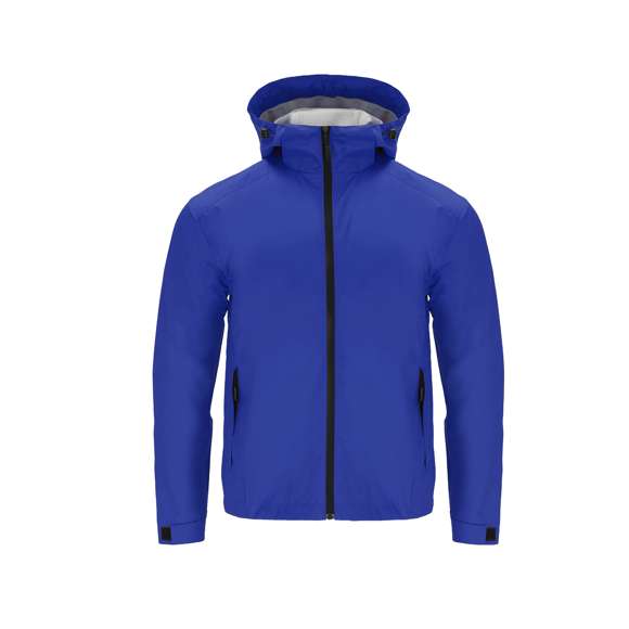 Parka Unisex con capucha, resistente al agua y cortavientos. Interior de malla gris oscuro, con capucha ajustable de cordón negro y ojales metálicos a tono. Cremallera frontal invertida en color negro, con tirador a juego. Dos bolsillos laterales con cremallera negra, tiradores a juego y un bolsillo interior. Puños ajustables con velcro negro.