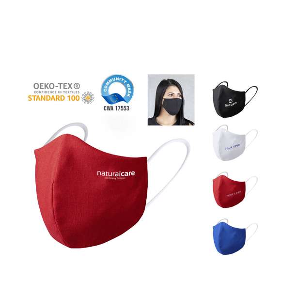 Mascarilla higiénica reutilizable Talla S, medida ideal para mujer y adolescentes. Fabricada en algodón y poliéster.  Capa exterior en algodón/poliéster. Forro interior 100% algodón.  Costura frontal ergonómica para un cómodo ajuste y confortables cintas elásticas para las orejas en tejido hipoalergénico, con certificación OEKO-TEX Clase I.  Libre de Grafeno.  Para uso personal.  Analizada y fabricada de acuerdo al estándar europeo UNE-CWA 17553:2020. Eficacia de filtración bacteriana: ≥ 90%. Altamente resistente. Se aconseja lavar a 60ºC.