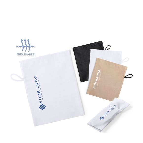 Funda multiusos fabricada en tejido de alta resistencia (mezcla de algodón y poliéster), transpirable y lavable. Con elástico de plegado a juego e ideal para impresión.