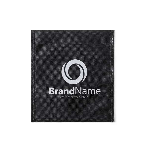 Funda multiusos fabricada en tejido non-women de color negro y acabado termosellado, transpirable y lavable. De tamaño compacto e ideal para impresión.