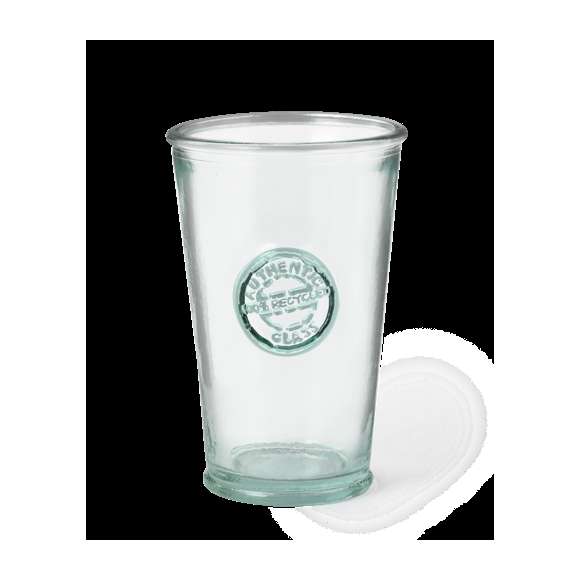 Vaso de línea nature de 300 ml de capacidad. De fabricación europea y hecho en cristal reciclado GRS (Global Recycled Standard / Estándar de Reciclaje Global), que garantiza el origen reciclado del material usado para fabricar el producto.
