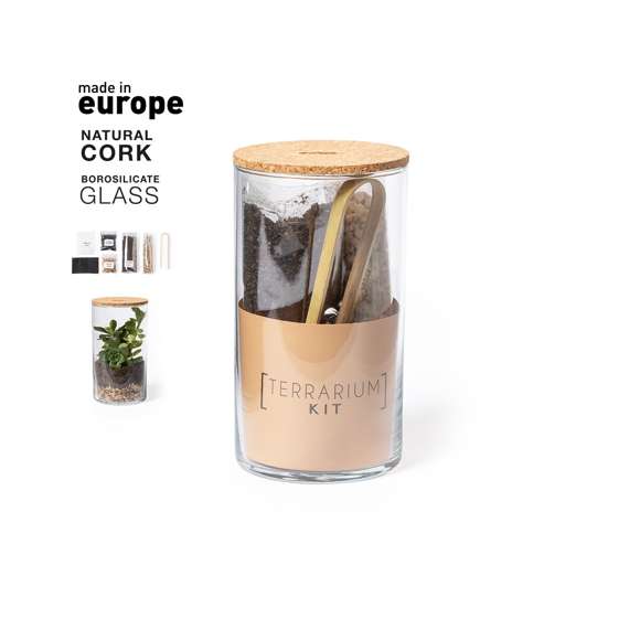 Terrario con semillas de cactus. En perfecta combinación entre diseño y ecología, este jardín interior contiene todo lo necesario para cultivar de forma vertical. Fabricado en cristal de borosilicato, que ofrece una resistencia, estética y durabilidad excepcionales. Con tapa de corcho natural para fácil marcaje y sustrato. Instrucciones de plantado y pinzas de bambú incluidas, con distintivo Made In Europe.