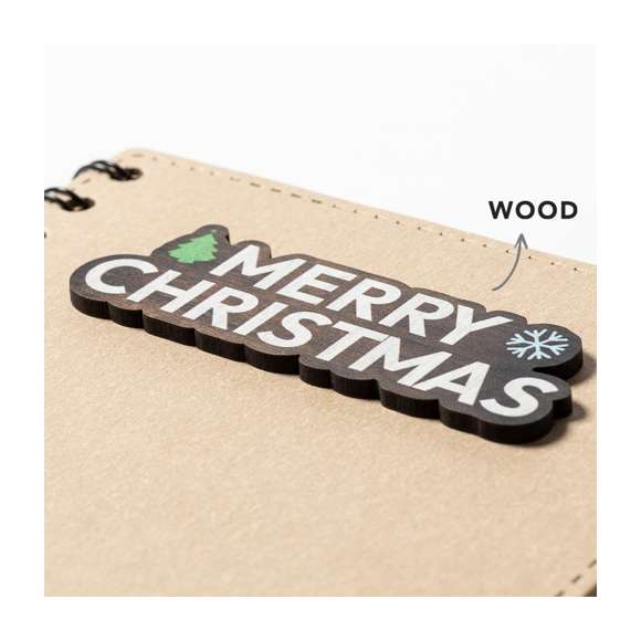 Libreta de anillas de línea nature y diseño navideño, con tapas rígidas de cartón reciclado. Incluye 80 hojas con disposición a una raya y diseño eco.