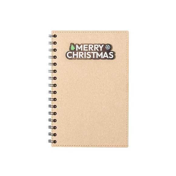 Libreta de anillas de línea nature y diseño navideño, con tapas rígidas de cartón reciclado. Incluye 80 hojas con disposición a una raya y diseño eco.