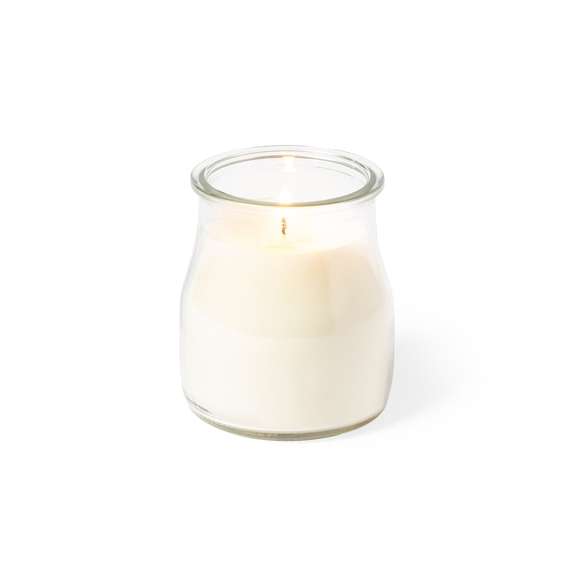  	Vela aromática en tarro de cristal, disponible en aromas variados: blanco vainilla  rojo frutas del bosque  azul océano y verde musgo. Con distintivo Made In Europe.