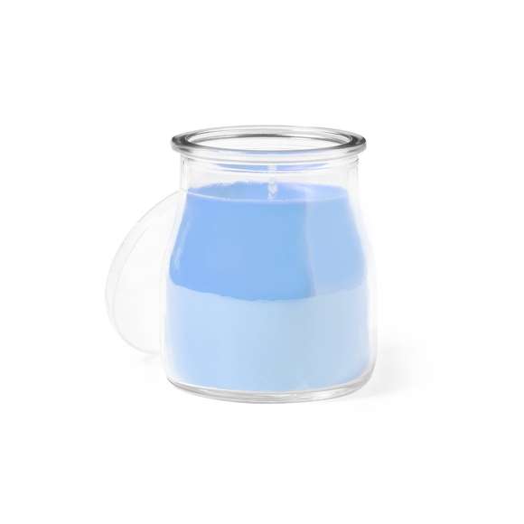  	Vela aromática en tarro de cristal, disponible en aromas variados: blanco vainilla  rojo frutas del bosque  azul océano y verde musgo. Con distintivo Made In Europe.