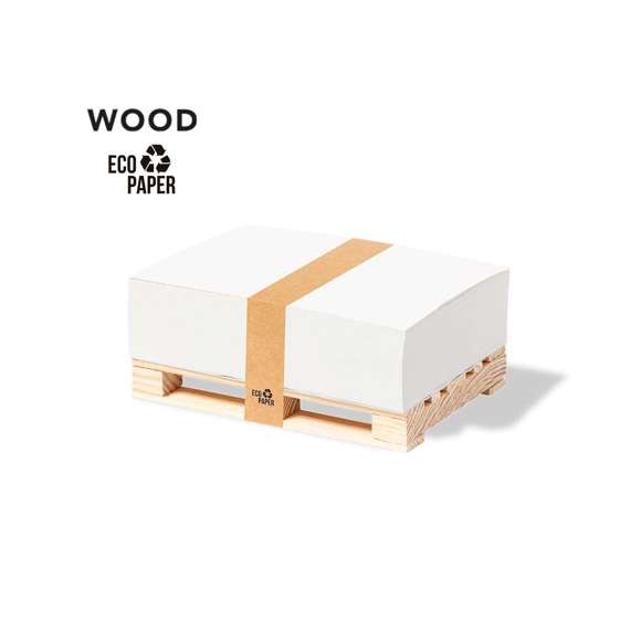  	Original portanotas palet fabricado en madera natural. Incluye 300 hojas en papel eco y fajín en papel kraft con distintivo EcoPaper.