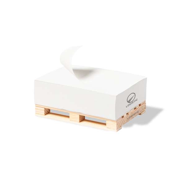  	Original portanotas palet fabricado en madera natural. Incluye 300 hojas en papel eco y fajín en papel kraft con distintivo EcoPaper.