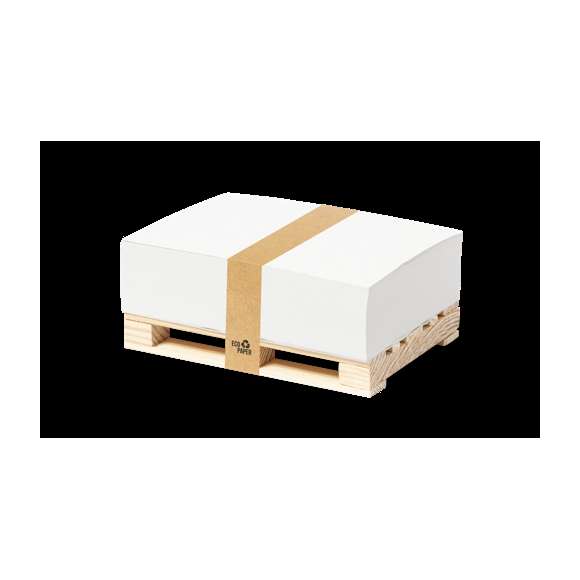  	Original portanotas palet fabricado en madera natural. Incluye 300 hojas en papel eco y fajín en papel kraft con distintivo EcoPaper.