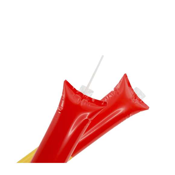  	Par de bastom sticks/aplaudidores en resistente y ruidoso material LDPE de diseño España. Reutilizables y con válvula de inflado incluida.