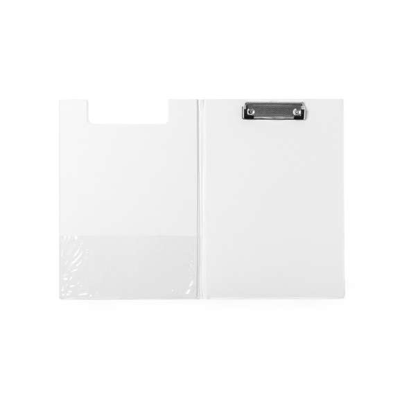 Clásica carpeta de pinza en variados colores y acabado en suave PVC. Con bolsillo transparente de solapa interior en resistente PVC.