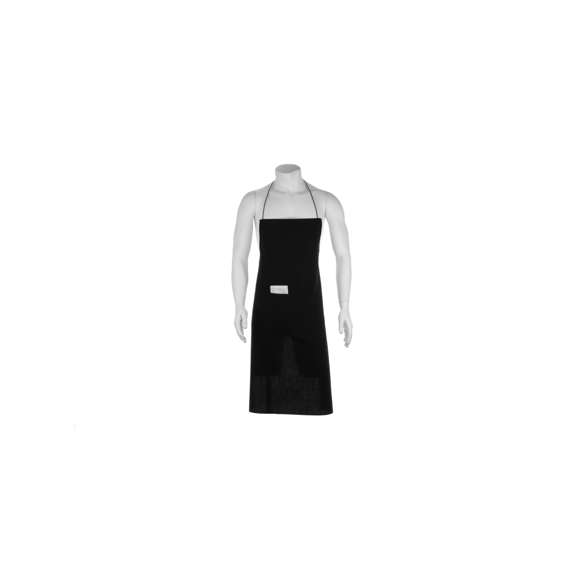 Delantal de alta calidad en material TC -combinado de algodón y poliéster-. En variada gama de vivos colores, con bolsillo doble frontal y cintas de ajuste bicolor. De corte por encima de la rodilla.