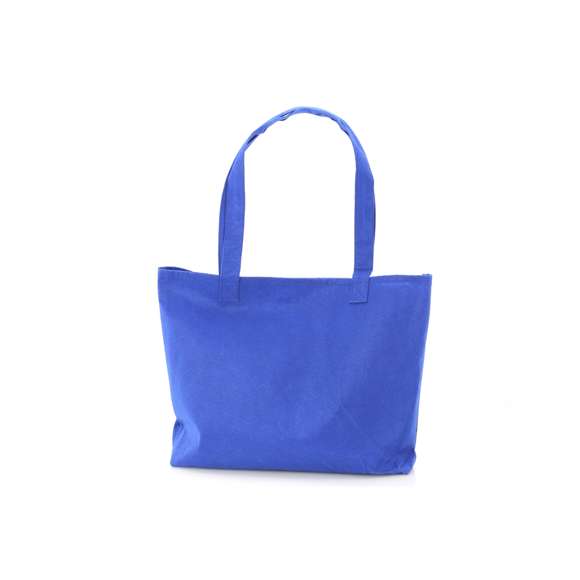 Bolsa de resistente y suave fieltro de 200g/m2 en variada gama de vivos colores. Con asas largas de 60cm y fuelle reforzado. De acabado cosido y resistencia hasta 12kg de peso.