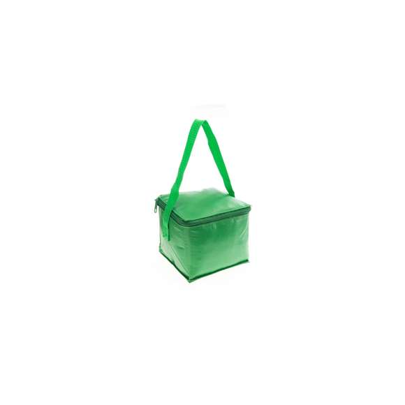 Nevera de 4 latas en resistente PVC de vivos colores. Interior isotermo en acabado de aluminio. Con cremallera y asa de transporte a juego.
