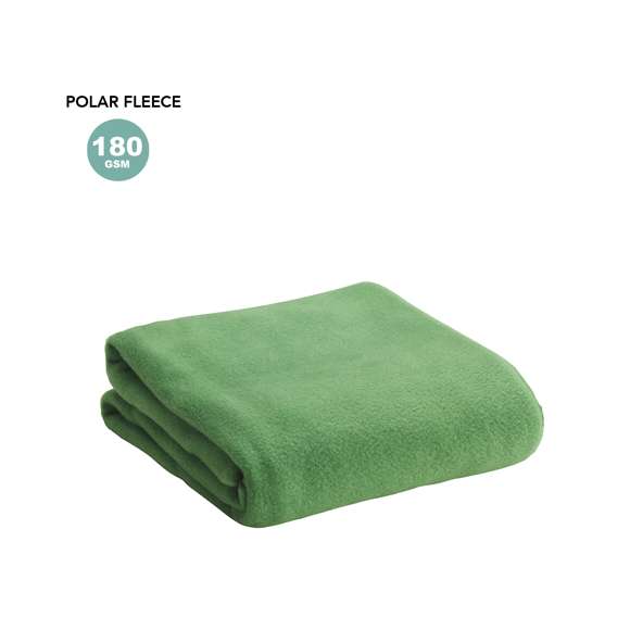  	Manta de 120x150cm en variada gama de vivos colores. En material polar fleece anti-pilling de 180g/m2.