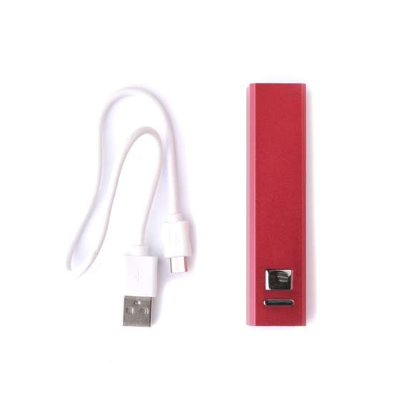 Batería auxiliar externa de aluminio con capacidad de carga de 2.200 mAh. Práctico botón lateral con indicador LED de carga, fácil de transportar gracias a su reducido tamaño y disponible en una amplia gama de colores. Especialmente diseñada para impresión láser. Incluye cable micro USB y se presenta en una atractiva caja de diseño.
