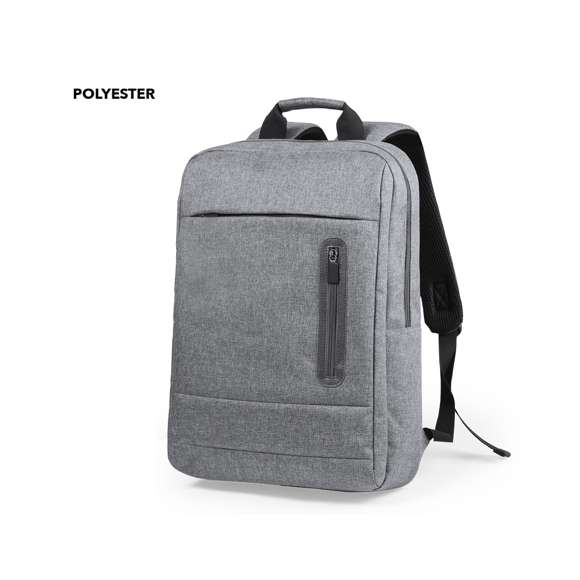 Mochila de resistente Nylon 600D. Original diseño rectángulas con cierre de cremallera tanto para el bolsillo principal como para el frontal. Con acolchado ergonómico en espalda y cintas de hombros, incluye en el interior un compartimento acolchado para ordenador portátil de hasta 15 pulgadas. Disponible en dos elegantes colores.