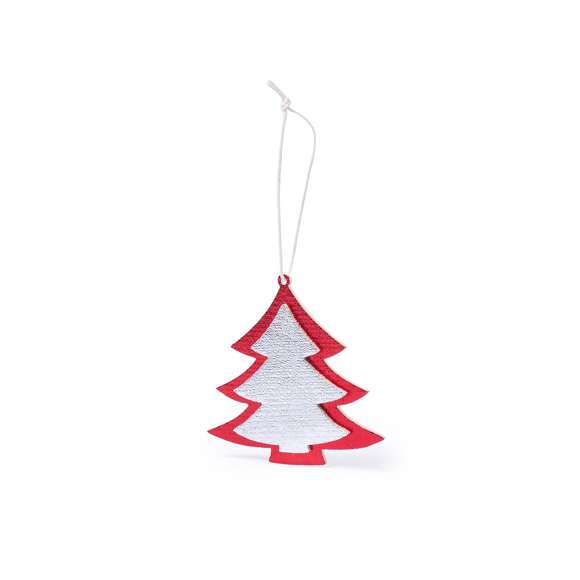 Set de figuras navideñas para colgar en material non-woven. Incluye árbol de navidad y estrella.