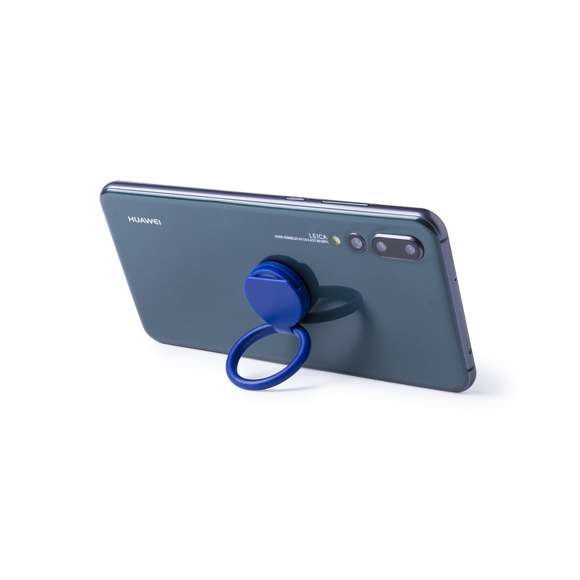 Soporte adhesivo para smartphone con moneda para carro integrada, en variada gama de colores.Con anilla posterior 360º para dedo con función doble de soporte y accesorio para selfies.