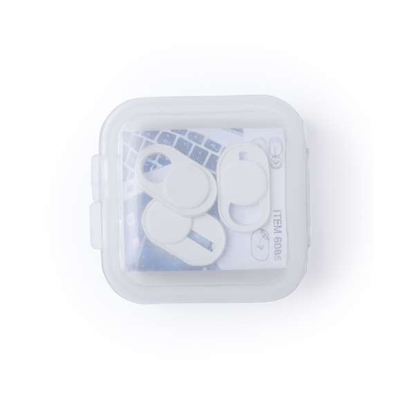  	Tapa para cámara de dispositivo móvil para proteger la privacidad. En tamaño ultra compacto y servida en estuche individual de achado translúcido con 3 piezas. Disponible en colores blanco y negro, set presentado en bolsita individual con cartulina de diseño.