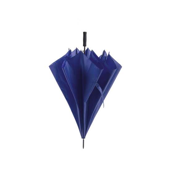 Paraguas de 8 paneles tamaño XL -130cm diámetro- con sistema antiviento. Apertura automática, en resistente poliéster y con varillas de fibra en color negro. Con mango acolchado de EVA y cierre de velcro. Disponible en extensa gama de colores.