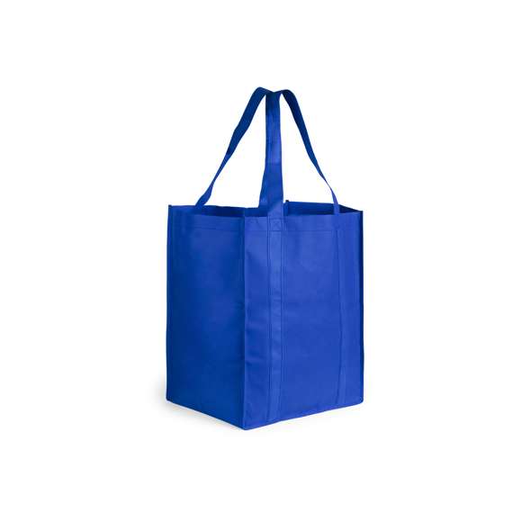 Bolsa de tamaño XL, en non-woven de 80g/m2 y variada gama de vivos colores. Con asas largas de 52cm, reforzadas a lo largo del cuerpo de la bolsa y acabado cosido. Resistencia hasta 10kg de peso.