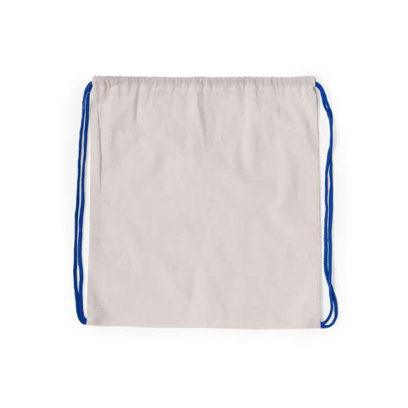 Mochila de cuerdas en línea nature fabricada en algodón 100% de 120g/m2. Cuerpo en color crudo natural y cordones trenzados en variada gama de colores. Esquinas reforzadas.
