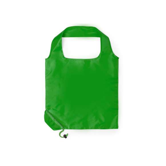 Bolsa plegable en llamativos colores. De suave poliéster 190T, con cómodas asas y con cordón a juego. Accesorio de ajuste para fácil plegado.