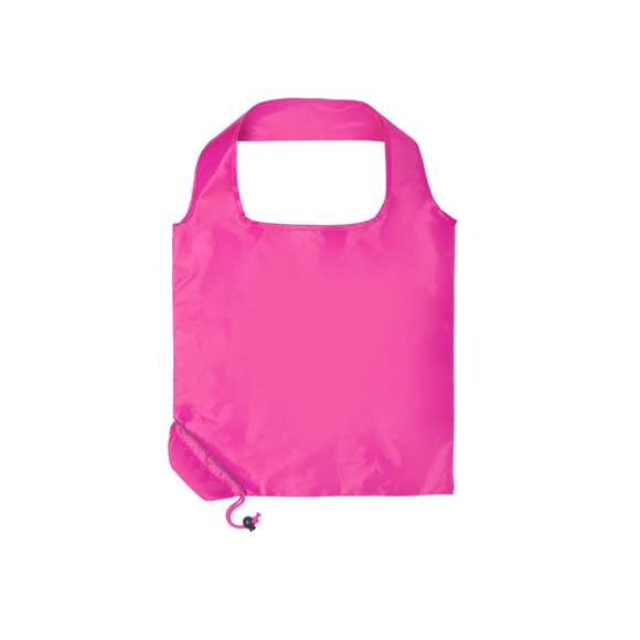 Bolsa plegable en llamativos colores. De suave poliéster 190T, con cómodas asas y con cordón a juego. Accesorio de ajuste para fácil plegado.