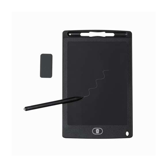 Tableta LCD para escritura en resistente material, con fijación magnética. Pantalla LCD de 8,5 pulgadas, con lápiz incluido, botón de borrado y bloqueo anti borrado.