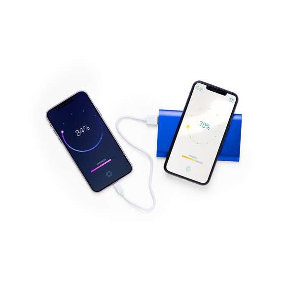 Batería auxiliar externa inalámbrica de 4.000 mAh. En resistente aluminio, con salida USB y cable de carga micro USB. Indicador de estado de carga y compatible con dispositivos equipados con tecnología de carga inalámbrica. Disponible en variada gama de colores. Las capacidades mostradas en todas nuestras baterías auxiliares externas son reales, incorporando todas ellas baterías de grado A y no recicladas, con una vida útil de al menos 500 ciclos de carga y según normativa CE. Además, están fabricadas conforme a los estándares RoHS y en cumplimiento con los siguientes requisitos de seguridad: Sistema de protección contra sobrecarga del power bank. Sistema de protección contra descarga completa que proporciona una mayor durabilidad del power bank. Sistema de bloqueo para evitar cortocircuitos. Sistema de transferencia de carga constante, acorde con la capacidad del dispositivo de destino.