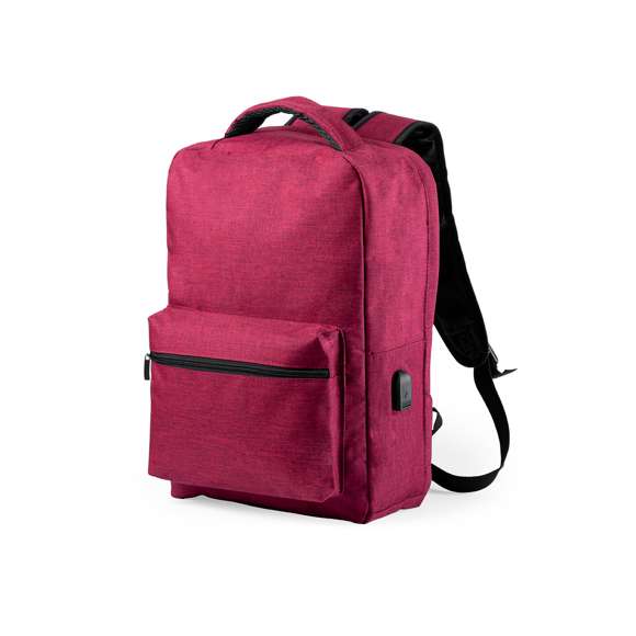Mochila antirrobo en resistente material poliéster 300D. Con bolsillo antirrobo en la espalda para guardar objetos de valor. Compartimento interior con salida USB para conexión de powerbank -no incluido-. Incluye cable micro USB para total comodidad en la carga de cualquier dispositivo móvil. Bolsillo en lateral con protección RFID y compartimentos interiores acolchados para tablets de hasta 10 pulgadas y portátiles de hasta 15 pulgadas. Cinta para fijación al trolley y disponible en amplia gama de colores, con multitud de bolsillos interiores y exteriores. Cintas de hombros y espalda ajustables con acolchado.