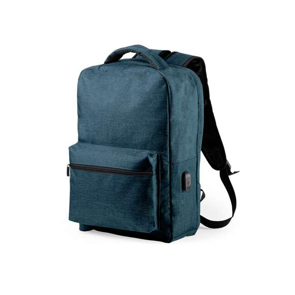 Mochila antirrobo en resistente material poliéster 300D. Con bolsillo antirrobo en la espalda para guardar objetos de valor. Compartimento interior con salida USB para conexión de powerbank -no incluido-. Incluye cable micro USB para total comodidad en la carga de cualquier dispositivo móvil. Bolsillo en lateral con protección RFID y compartimentos interiores acolchados para tablets de hasta 10 pulgadas y portátiles de hasta 15 pulgadas. Cinta para fijación al trolley y disponible en amplia gama de colores, con multitud de bolsillos interiores y exteriores. Cintas de hombros y espalda ajustables con acolchado.