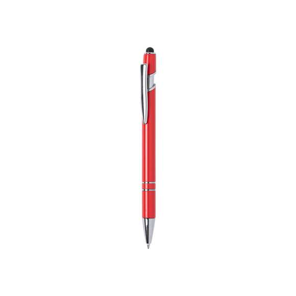 Bolígrafo puntero de mecanismo pulsador y original diseño. Acabado en variada gama de colores brillantes, con accesorios cromados y clip metálico. De cartucho jumbo y tinta azul.