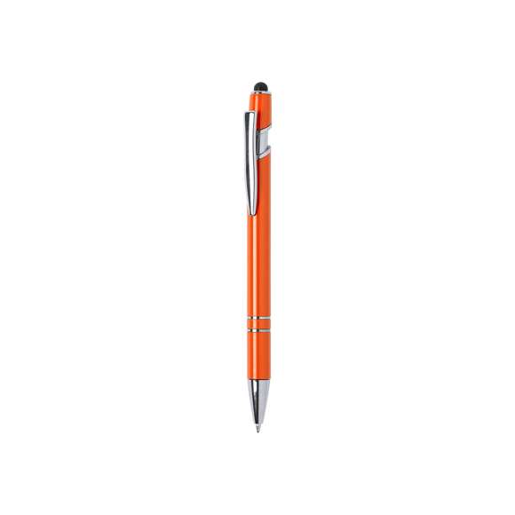 Bolígrafo puntero de mecanismo pulsador y original diseño. Acabado en variada gama de colores brillantes, con accesorios cromados y clip metálico. De cartucho jumbo y tinta azul.