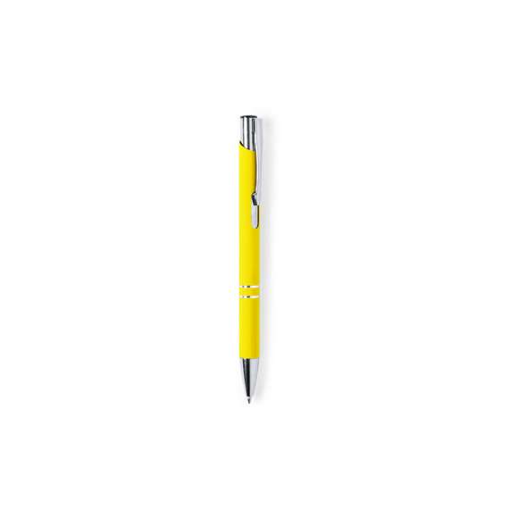 Original bolígrafo de mecanismo pulsador en elegante diseño bicolor. Con cuerpo troquelado de aluminio en tacto goma de acabado mate. Especialmente diseñado para marcaje en láser y mostrar el logotipo en tono plateado. Original clip, anillas y punta en plateado. Disponible en variada gama de colores, con cartucho jumbo y tinta azul.