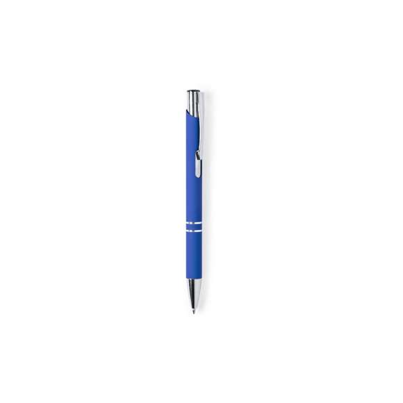 Original bolígrafo de mecanismo pulsador en elegante diseño bicolor. Con cuerpo troquelado de aluminio en tacto goma de acabado mate. Especialmente diseñado para marcaje en láser y mostrar el logotipo en tono plateado. Original clip, anillas y punta en plateado. Disponible en variada gama de colores, con cartucho jumbo y tinta azul.