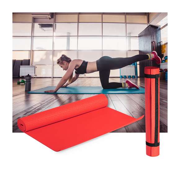 Esterilla para yoga y otras actividades en resistente y suave material PVC. 60x180 cm, con asas y bolsa de transporte. Disponible en variada gama de colores.