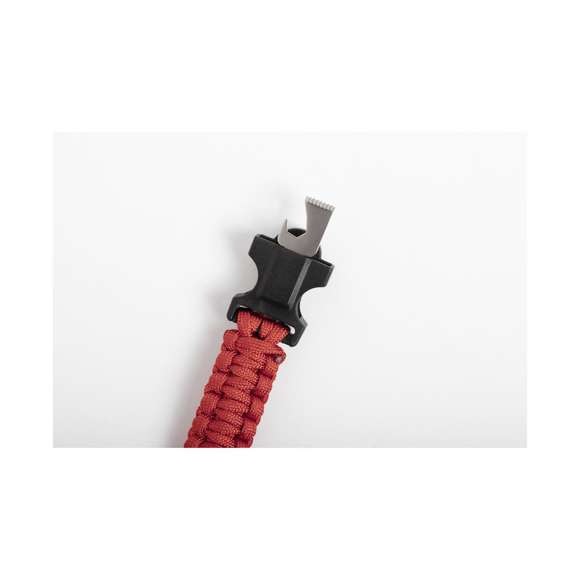 Brazalete multifunción para los más aventureros en resistente nylon. 5 funciones: brazalete, brújula, silbato, cuchillo rascador y abridor. Disponible en variada gama de colores, con cierre de hebilla de seguridad.