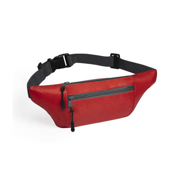 Riñonera en resistente material ripstop con diseño de panal. 2 bolsillos de cierre de cremallera, con cintas en tiradores para cómoda apertura. Cinta de nylon ajustable con cierre de hebilla. Diseñada para actividades deportivas y de ocio.