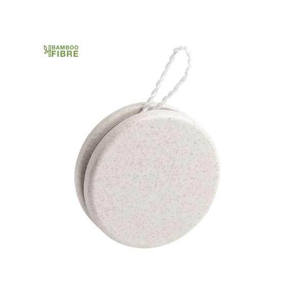 Yoyó de línea nature en resistente fibra de bambú. De rápido y sencillo montaje, para recuperar los juegos clásicos más divertidos. Con hilo rizado de algodón en color blanco de 100 cm.