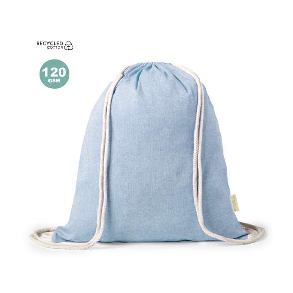 Mochila de cuerdas de línea nature en material 100% algodón reciclado de 120 g/m2. Cuerdas autocierre en algodón, con distintivo eco en etiqueta lateral y disponible en variada gama de colores nature. Resistencia hasta 9kg de peso.