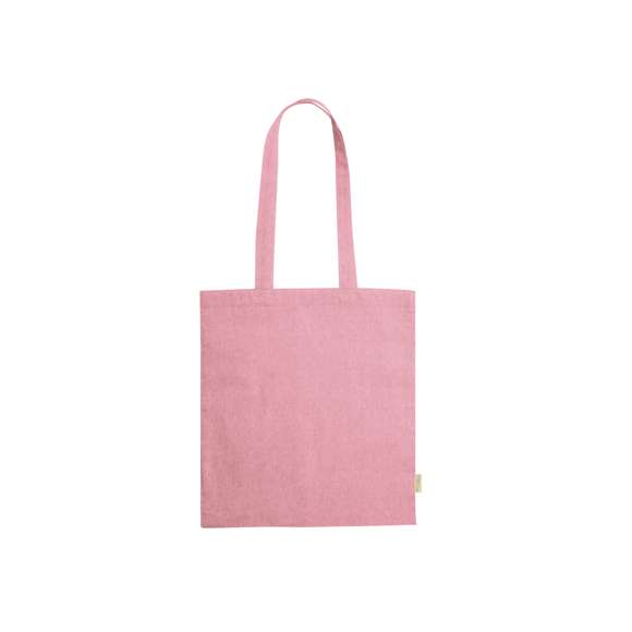 Bolsa de línea nature en material 100% algodón reciclado de 120 g/m2. Asas largas de 70cm con refuerzo y de acabado cosido. Distintivo en etiqueta lateral y resistencia hasta 8 kg de peso. Disponible en variada gama de colores nature.