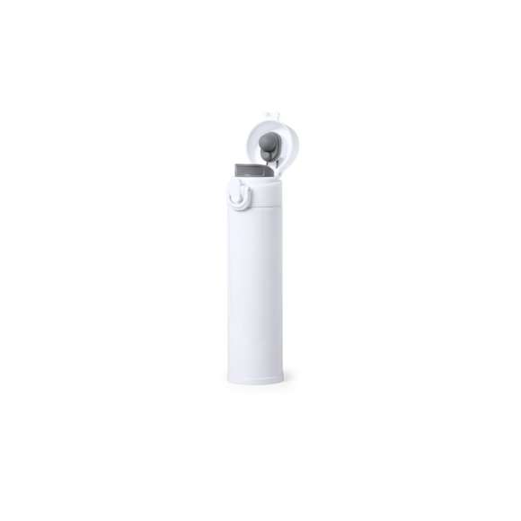 Termo en acero inox de 330ml de capacidad. Con doble cobertura para mejor y mas duradera conservación de la temperatura, con cierre de seguridad y sistema de apertura fácil con botón. Especialmente fabricado para impresión en sublimación y presentado en atractiva caja de diseño, Disponible manual de instrucciones en español e inglés.