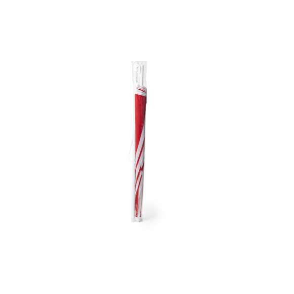Sombrilla de playa de 8 paneles en resistente nylon de combinación bicolor. De 150cm de diámetro, con faldones laterales ribeteados, tubos metalizados en color blanco y ajustable en altura. Presentada en funda de PVC con cinta de transporte para hombro. Disponible en variada gama de colores combinados.
