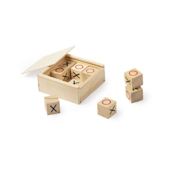  	Juego de mesa en madera, presentado en estuche individual con tapa deslizante.