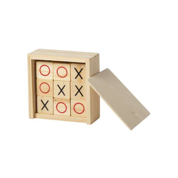  	Juego de mesa en madera, presentado en estuche individual con tapa deslizante.