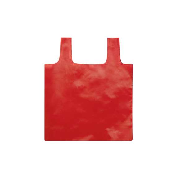 Bolsa plegable en suave poliéster RPET, elaborado a partir de plástico reciclado, para así fomentar la reutilización de residuos plásticos y ayudar a la sostenibilidad del planeta. Acabado cosido y plegado de pequeño tamaño para fácil transporte. Con cierre de botón y mosquetón de enganche. Distintivo RPET en etiqueta lateral, disponible en variada gama de colores (color blanco especialmente fabricado para impresión en sublimación).