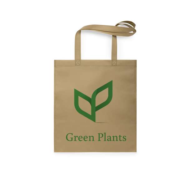 Bolsa reutilizable de inspiración nature en non-woven de 80g/m2. Tamaño 36x40 cm, de acabado termosellado y con asas largas reforzadas de 67 cm. Resistencia de hasta 6 kg de peso.